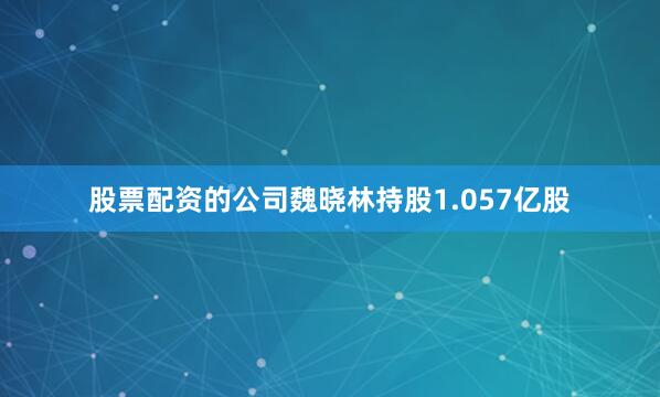 股票配资的公司魏晓林持股1.057亿股